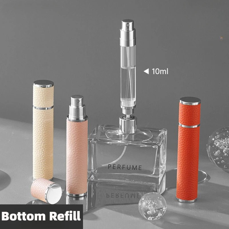 Image of 10 ml tragbare kompakte Leder-Parfümflasche, Mehrzweck-Sprühgerät, nachfüllbar, leer, Parfümzerstäuber für Reisen, Sprühflasche, 1 Stück