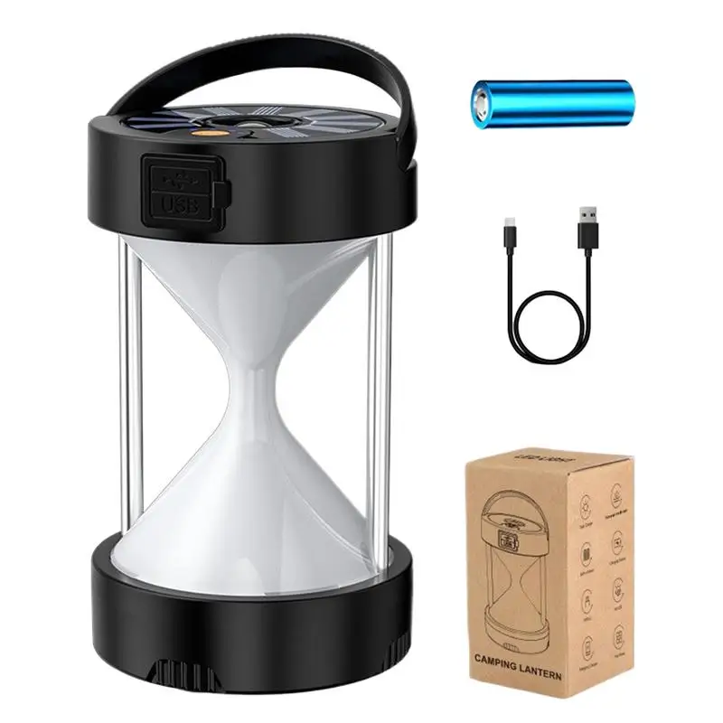 

Кемпинговый фонарь в форме песочных часов, лампа на солнечной энергии, высокая яркость, 4 режима освещения, уличное снаряжение для походов, пеших прогулок