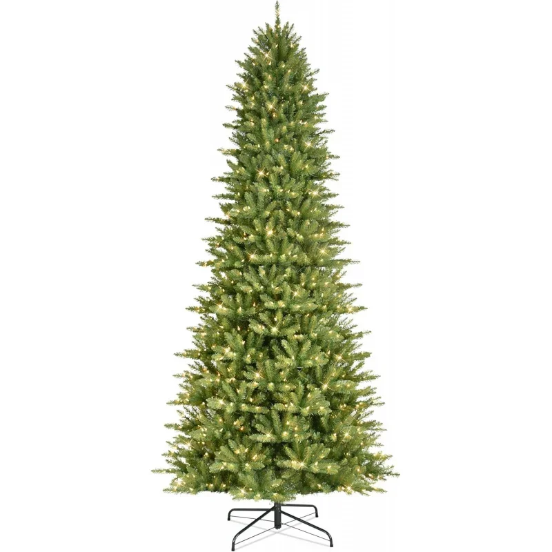 12 Foot Pre-Lit Slim Fraser Fir Artificial Christmas Tree with 1,200 UL Listed Clear Lights, Green