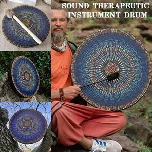 Handgefertigter hölzerne Trommelschamane mit Stange, Ultra -Licht und tragbar, 25x25 cm, erwachsener Percussion -Instrument 12 schamanische Hauptverkäufe - №11