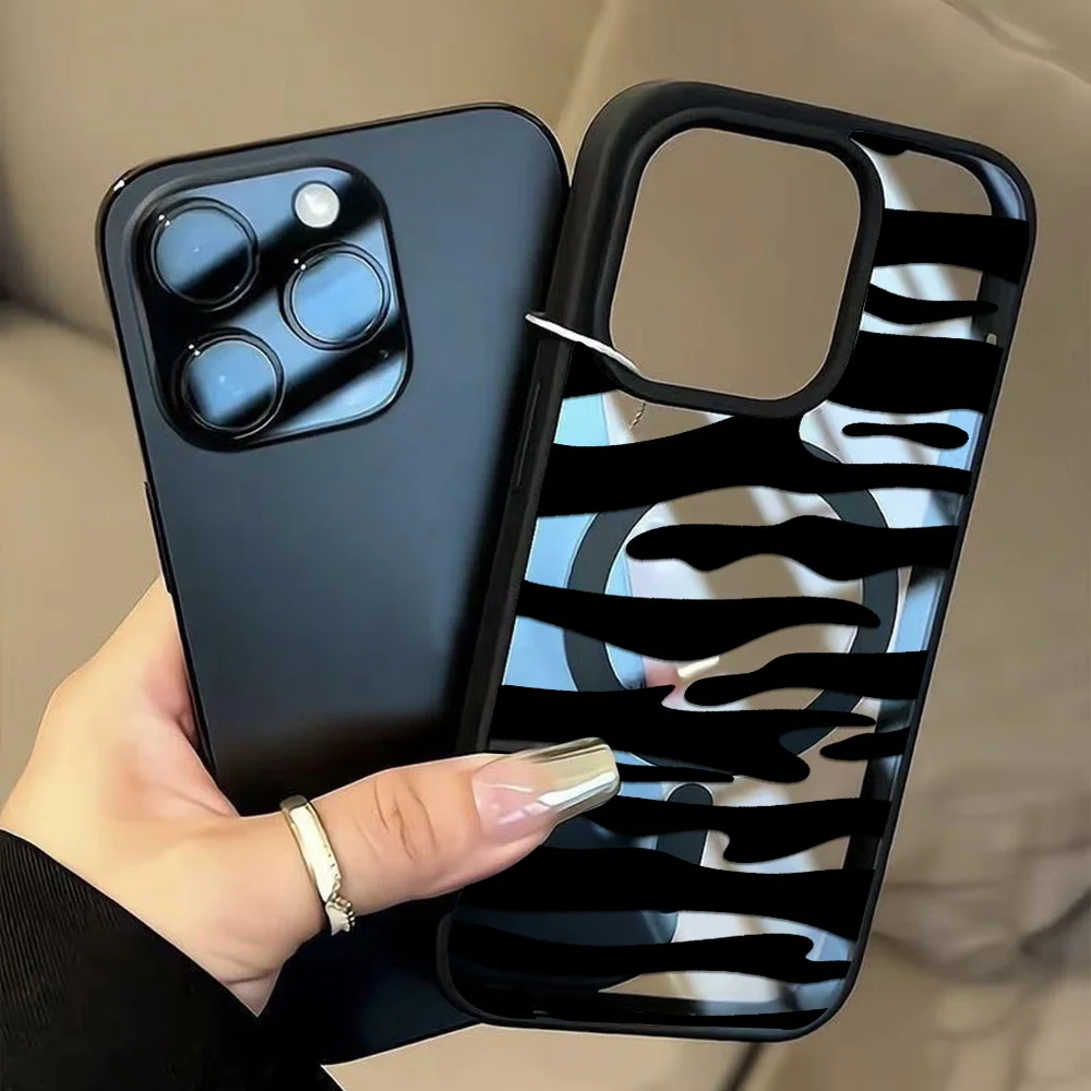 Zebra Stripes Matte Phone Case For iPhone 18 Pro Max Case iPhone 16 15 13 12 11 14 17 Pro Max For Magsafe Wireless Charge Cover