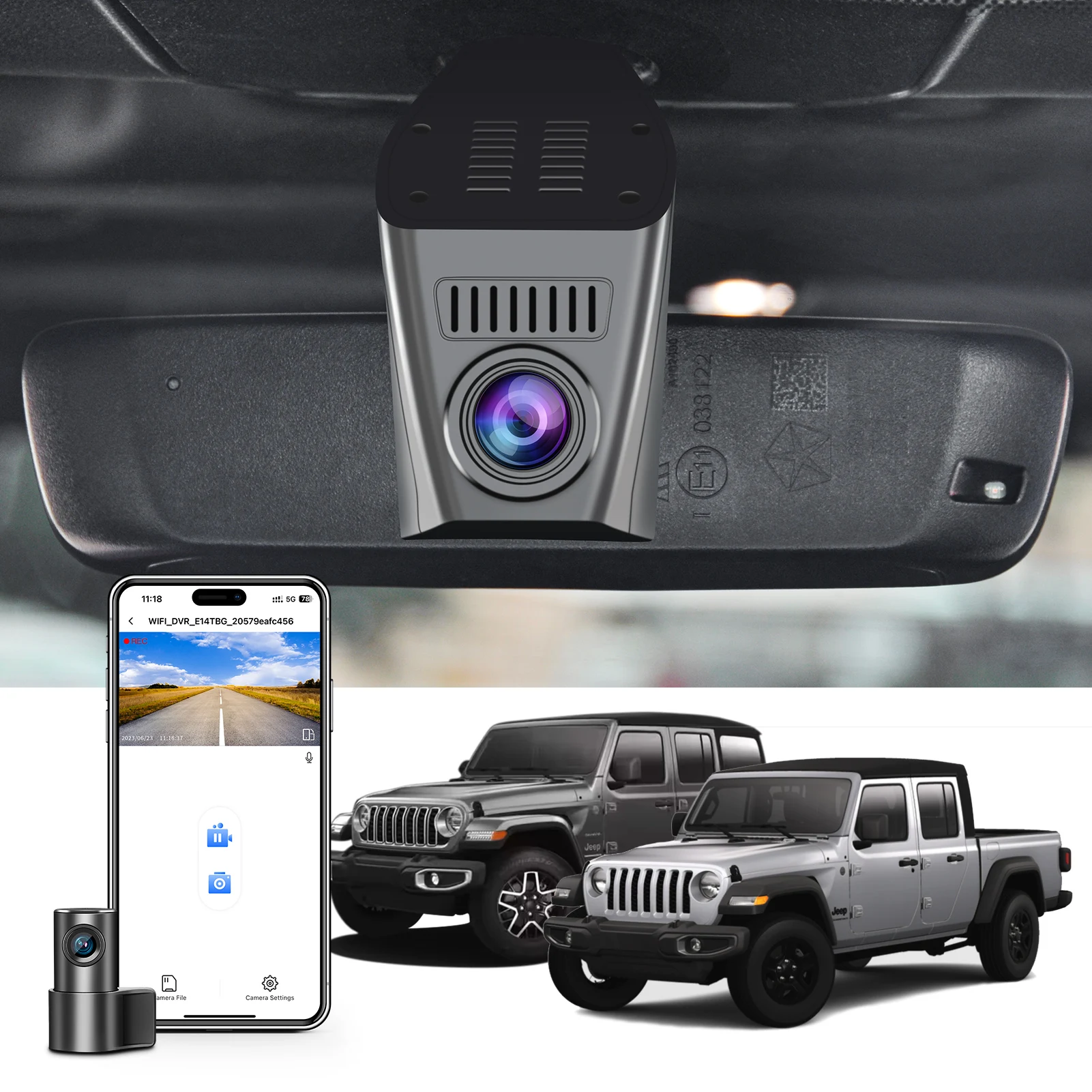 

Mangoal 4K Dash Cam Fit For Jeep Gladiator JT 2020-2024 Mojave Overland Rubicon & Wrangler JL 2018-2024 Parking Monitor WiFi App