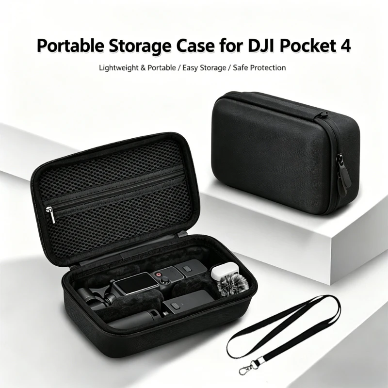Tragetasche für DJI Osmo Pocket 4 Zubehör, Kompakte PU-Leder Schutzhülle Reisetasche für DJI Pocket 4 Creator Combo