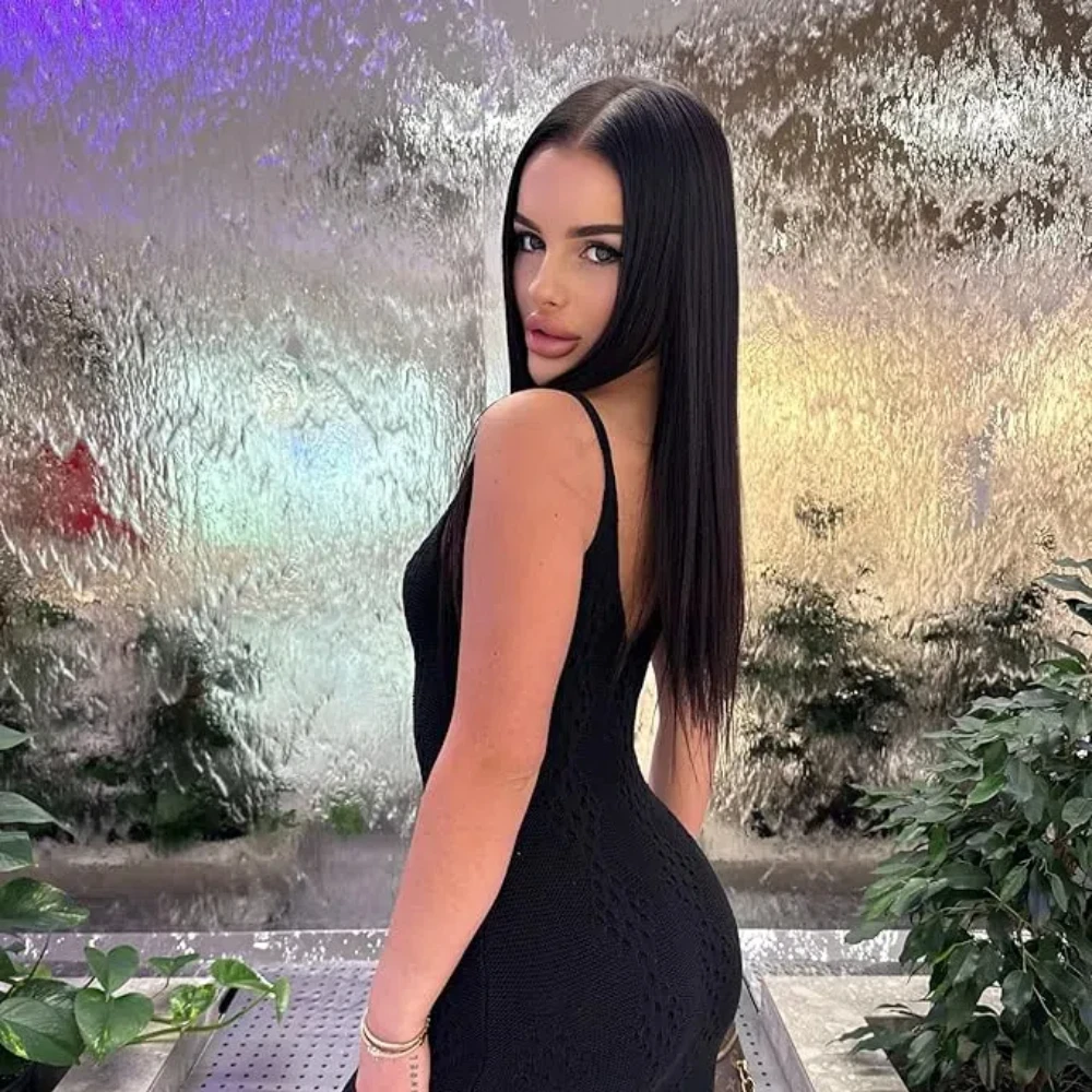 Perucas retas glueless do cabelo humano para mulheres, pre arrancadas, pre corte, 7x4, densidade de 200%