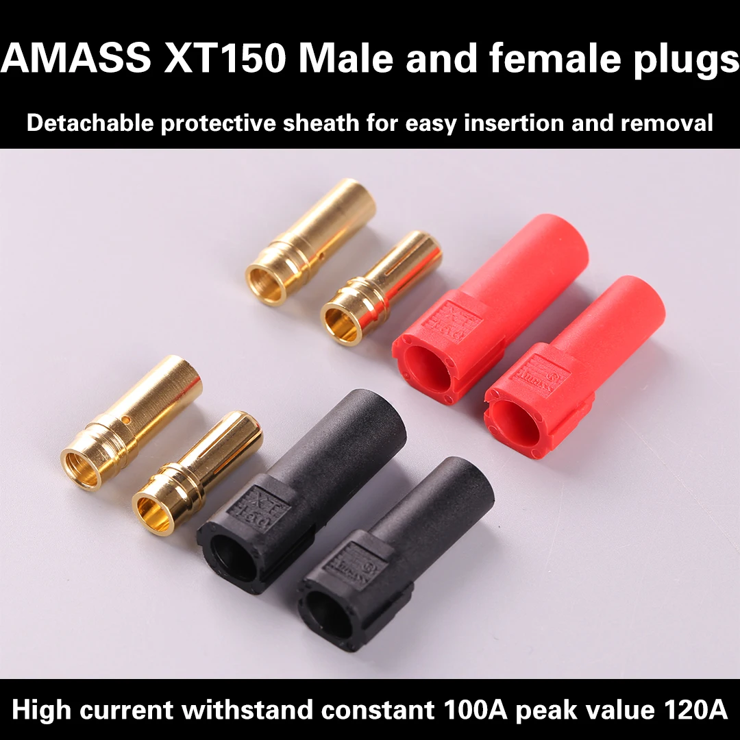 AMASS XT150 Connector Adapter 6mm Male/Female Plug High Rated 120A for RC LiPo Battery - Premium Quality