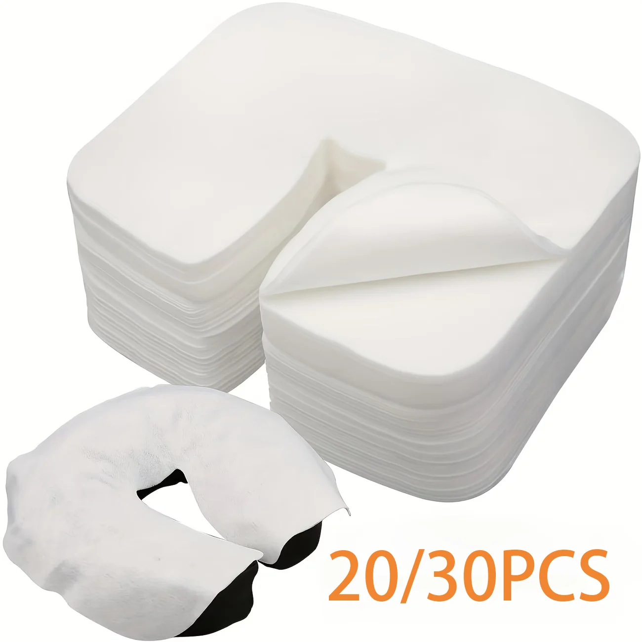 20/30 Pcs Disposable Headrest Cradle Covers, Ultra‑Soft U‑Face Hole Towels, Non‑Sticky, for Massage Beds & Massage Chairs