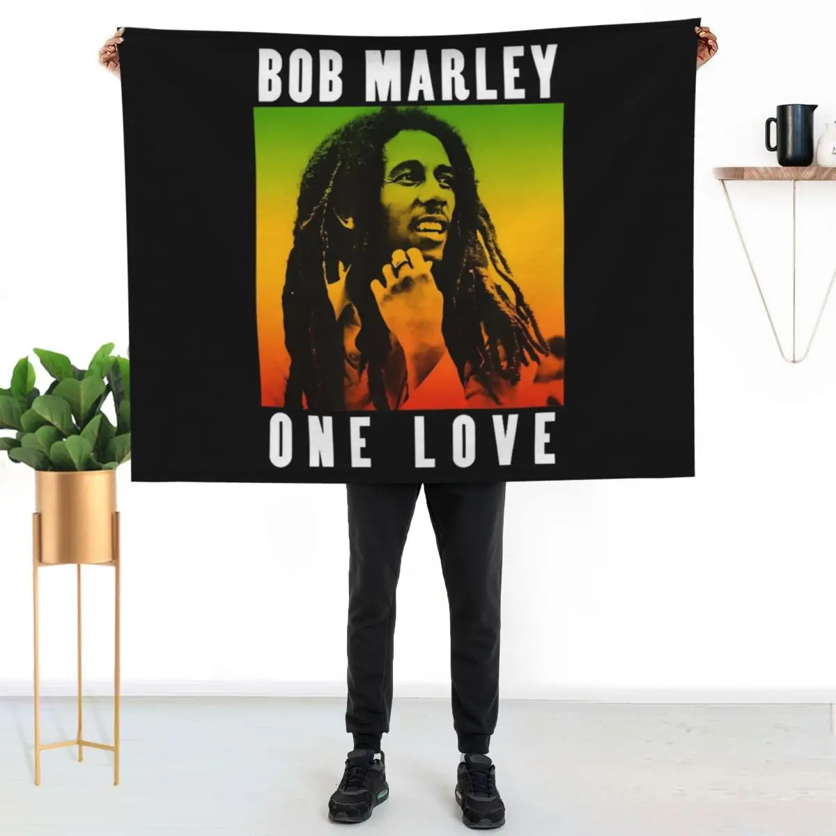Bob Marley One Love Gradient Throw Blanket Comforter Custom Furry Flannel Fabric manga Sofa Blankets
