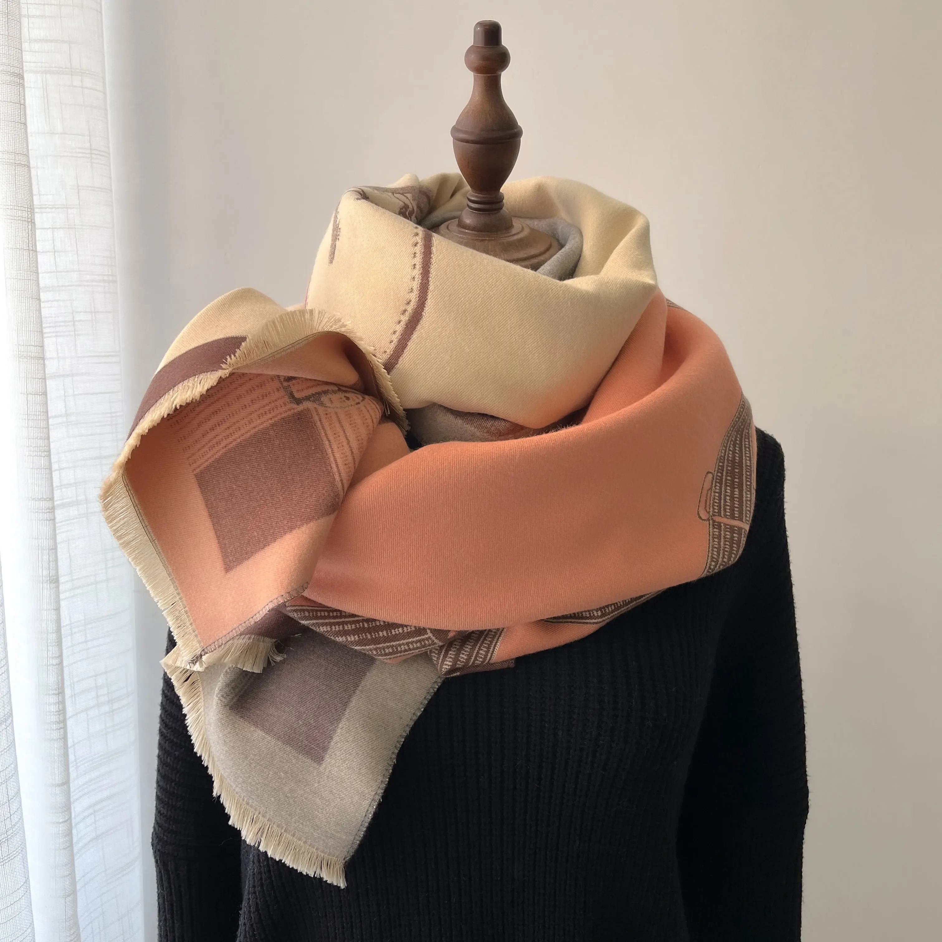 Luxury Winter Thick Warm Scarf Women Cashmere Shawl and Wraps Pashmina Neckerchief Bufanda Female Long Tessel Echarpe 2024