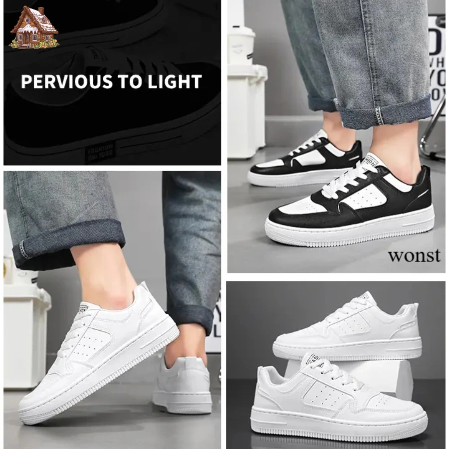 

winter New Aerating Plate Shoes Men's Fashionable All-Matching Platform White Shoes Sports Casual Borad Shoes Fashionable Shoes