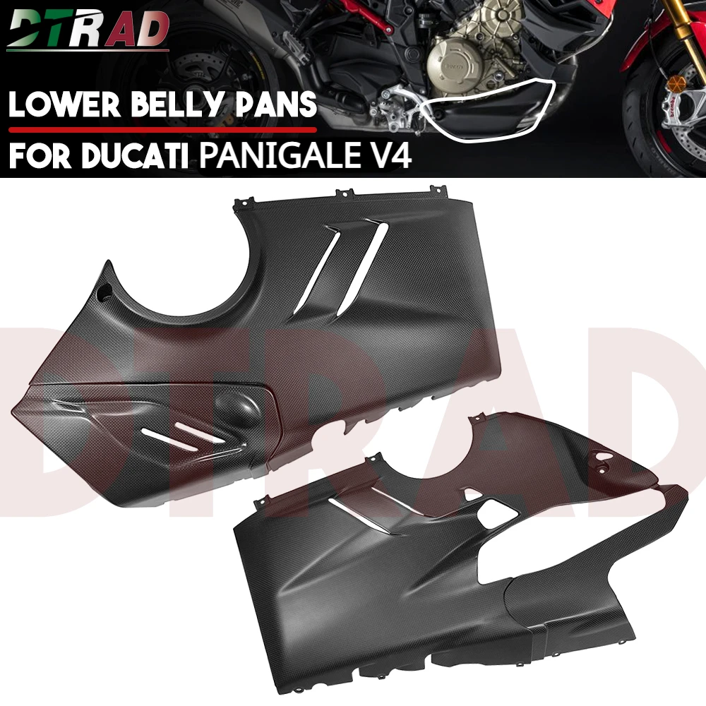 For DUCATI Panigale V4 S R 2022 2023 2024 Carbon Fiber Matte Akrapovic Lower Belly Pans Body Fairing Kits Motorcycle Accessories