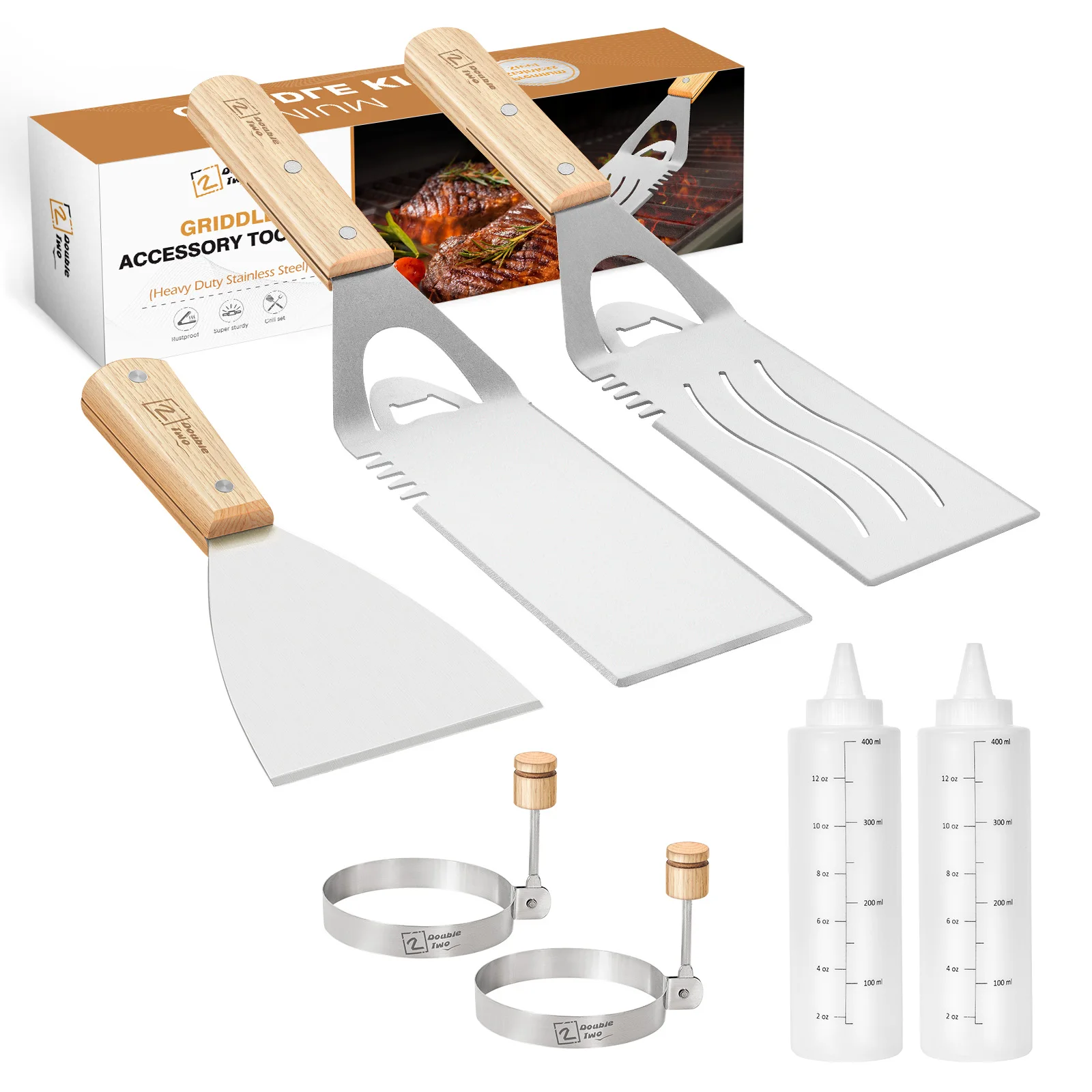 

Double Two - Griddle Accessories Kit, Griddle Accessories, Griddle Spatula Set, Griddle Tools, Flat Top Grill Accessories, Campi
