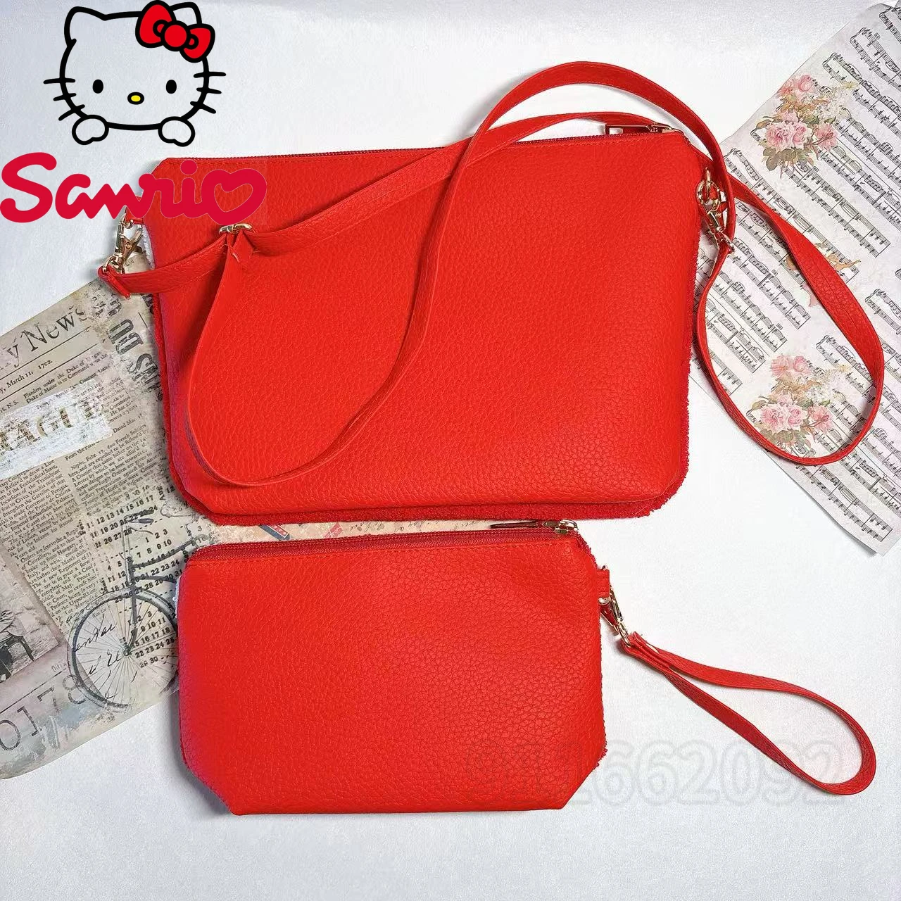  Hello Kitty New Women's Coin Purse Luxury Brand Fashion Women's Shoulder Messenger Bag 2-piece Set Cartoon Women's Bag