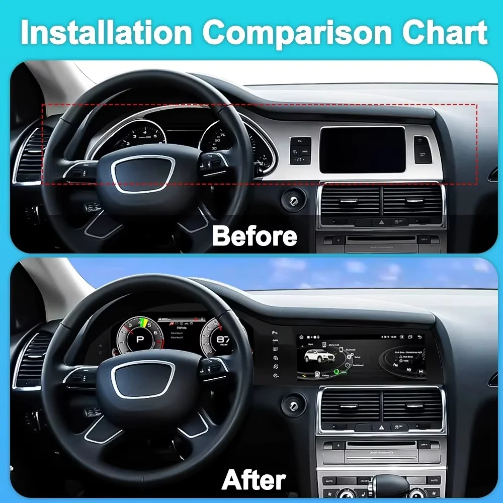 Android 13 Multimedia Player For Audi Q7 2005-2016 Digital Cluster Carplay Navigation Auto Stereo Head Unit 4G WIFI Bluetooth 5