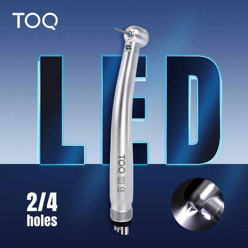 Szybka turbina dentystyczna LED z podświetleniem, 2-otworowa, 4-otworowa, z rozpylaniem wody, do ceramiki dentystycznej, z łożyskiem.
