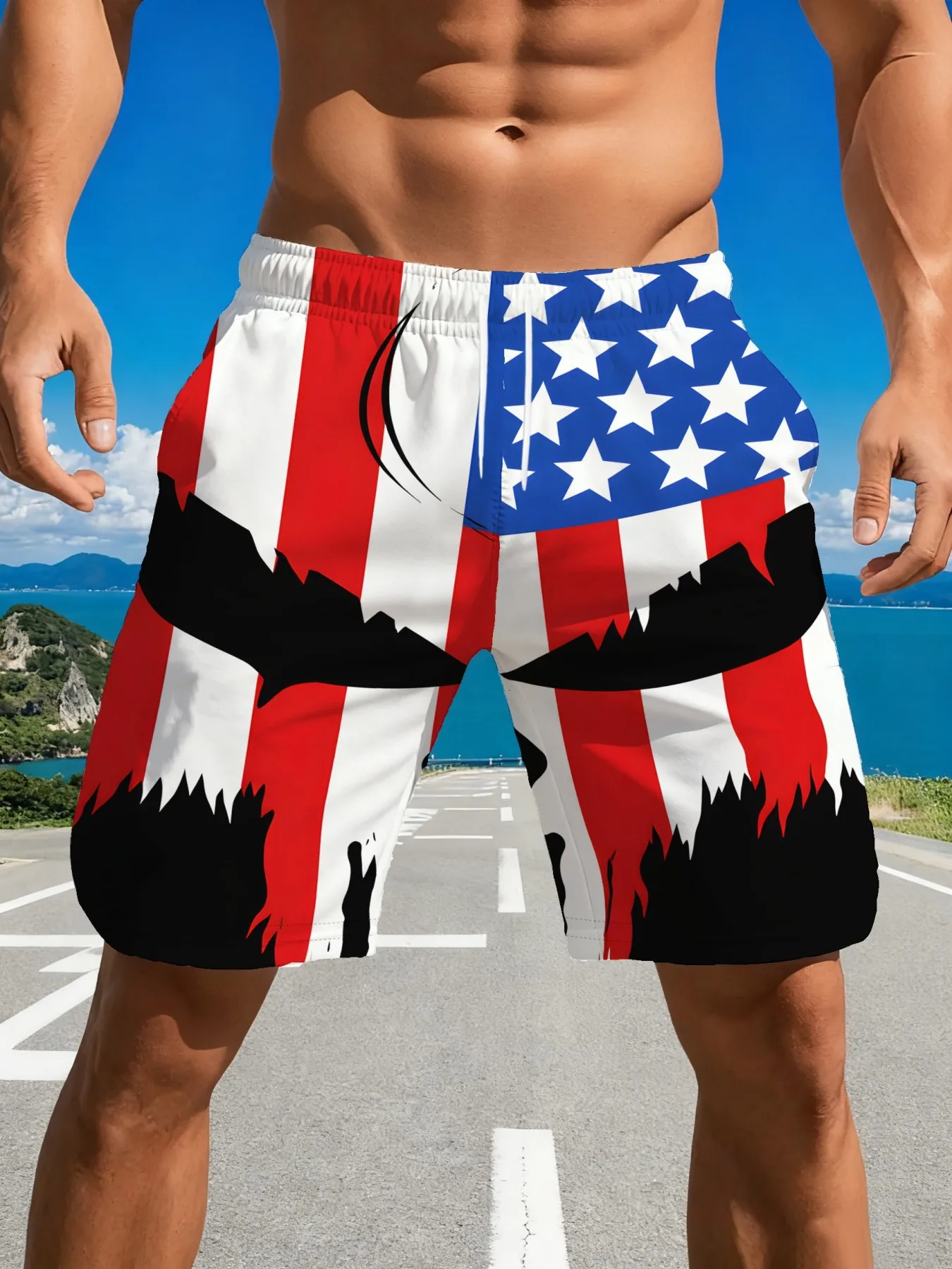 

American Flag Men's Shorts Atmospheric Classic Fashion Couple 3D Printed Beach Shorts Casual Fashion Versatile Street Shorts