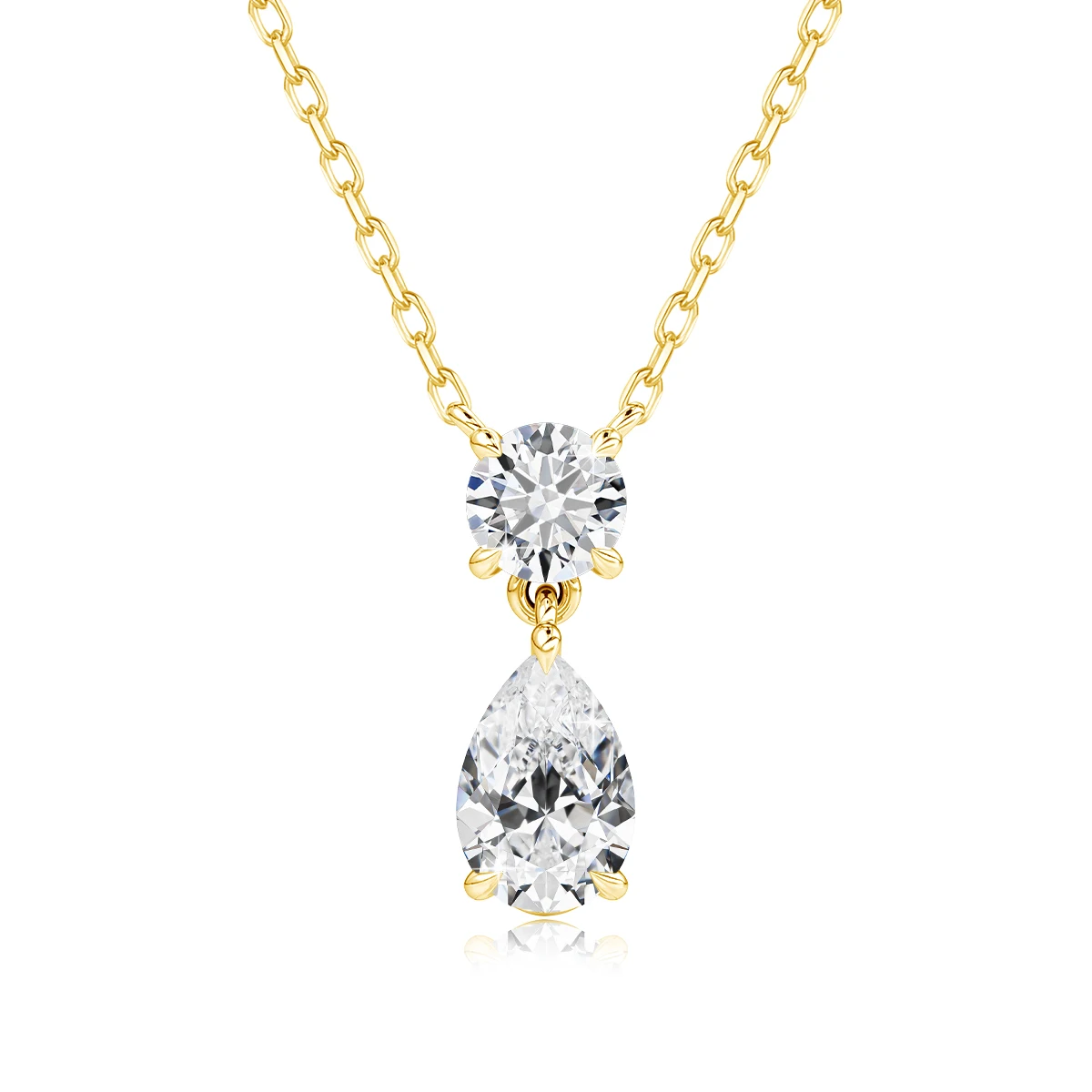 2-Stone Waterdrop Moissanite Pendant Necklace for Women 925 Silver 4ctw Pear Cut Lab Diamond Neckchain with Certificate