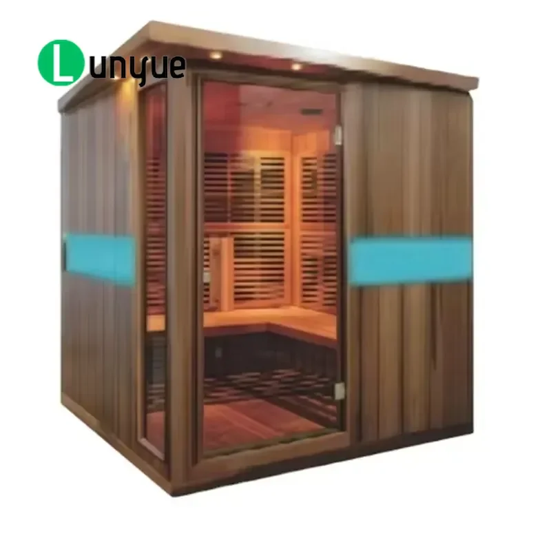Finnish Wooden Sauna Outdoor Double Steam Room with Changing Area Natural Wood Construction for Garden Backyard Relaxation