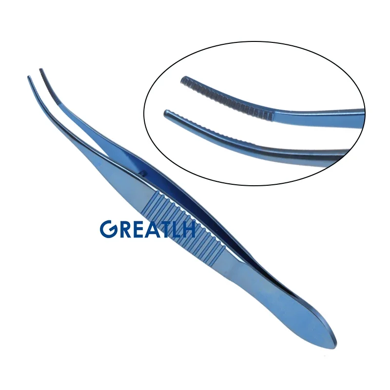 Titanium Alloy Forceps with Teeth Straight Curved Head Autoclavable Eyelid Tools