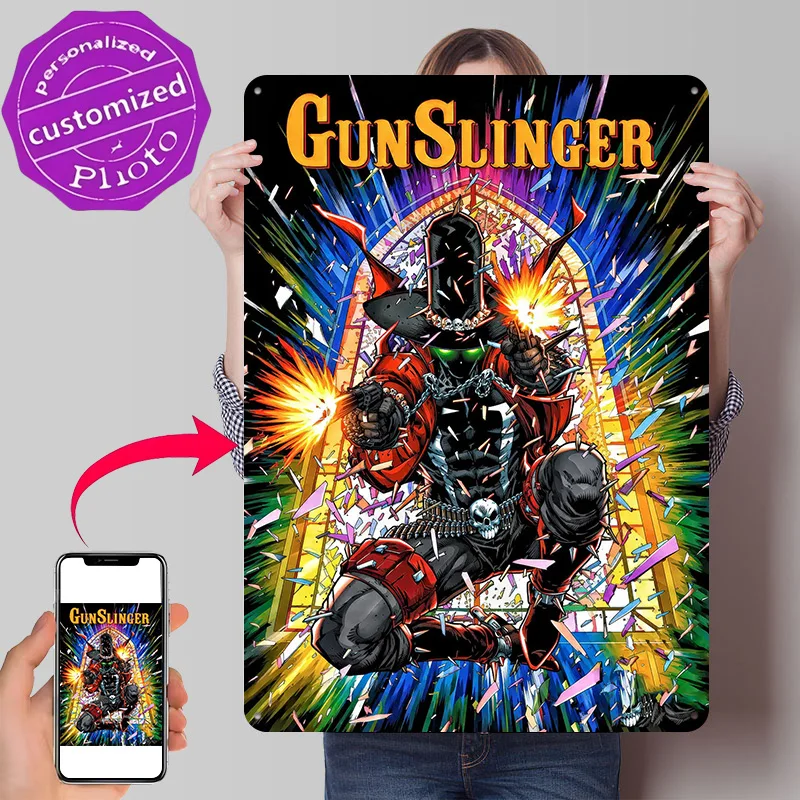 Gunslinger Spawn Comic Cover Metal Poster Perfect Gift for Fans Lovers Personalized Wall Art Metal Sign for Decoration Room Home