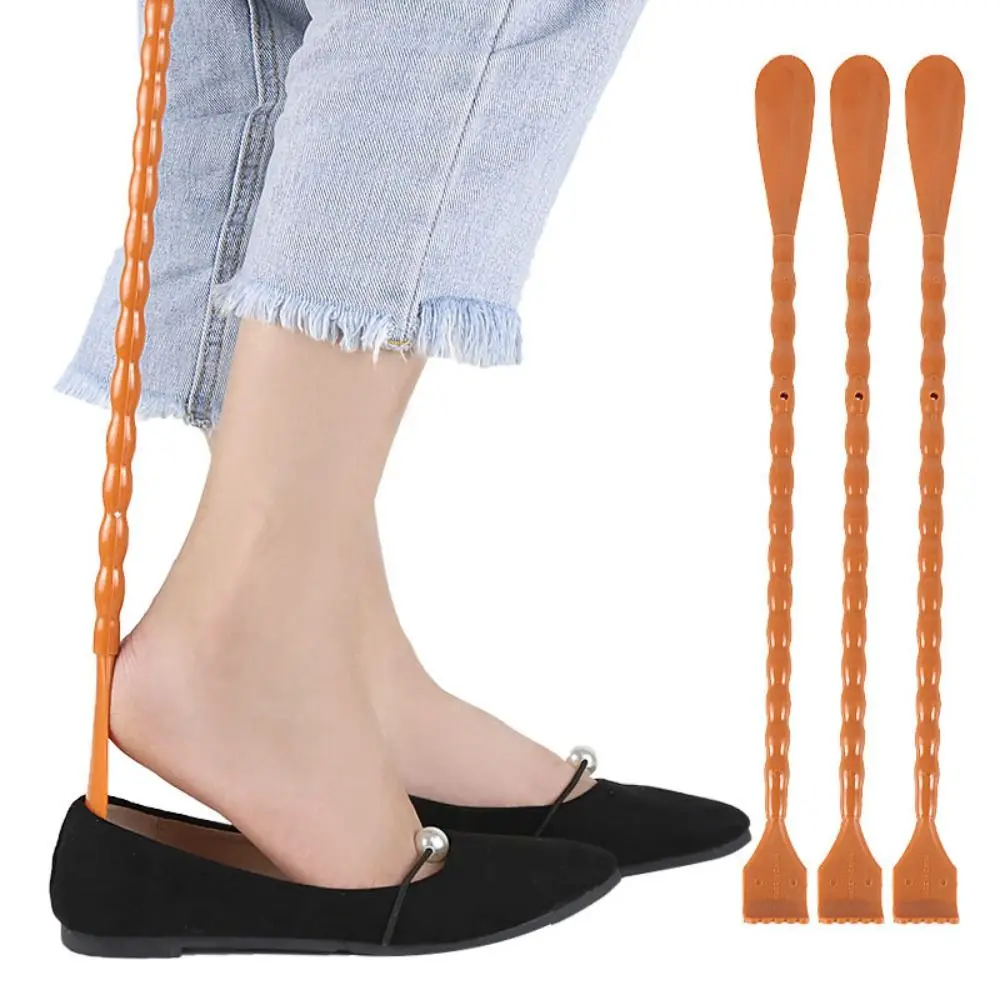 2 in 1 Scratcher Sturdy Shoehorn Shoe Wear Aid Multifunctional Long Handled Shoe Horn Lifter With Hand Shaped Backscratcher