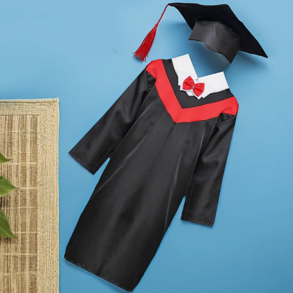 

Children Graduation Gown Cap Set Kids Bachelor Cloak Robe School Uniforms Up150cm Easy Wash Durable Reusable cosplay Costumes