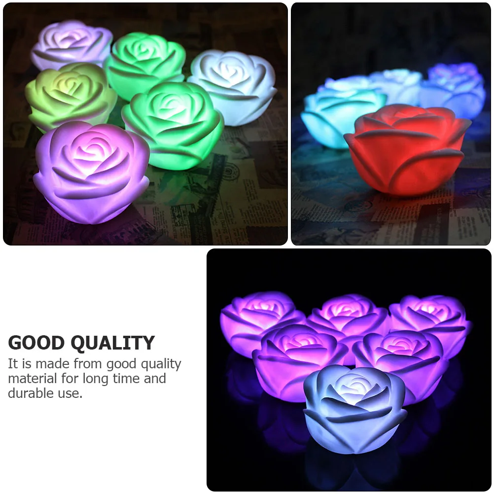 

4Pcs Rose LED Lights White Small Electric Candles Decor Party Led Rose Light Gifts Safe Durable