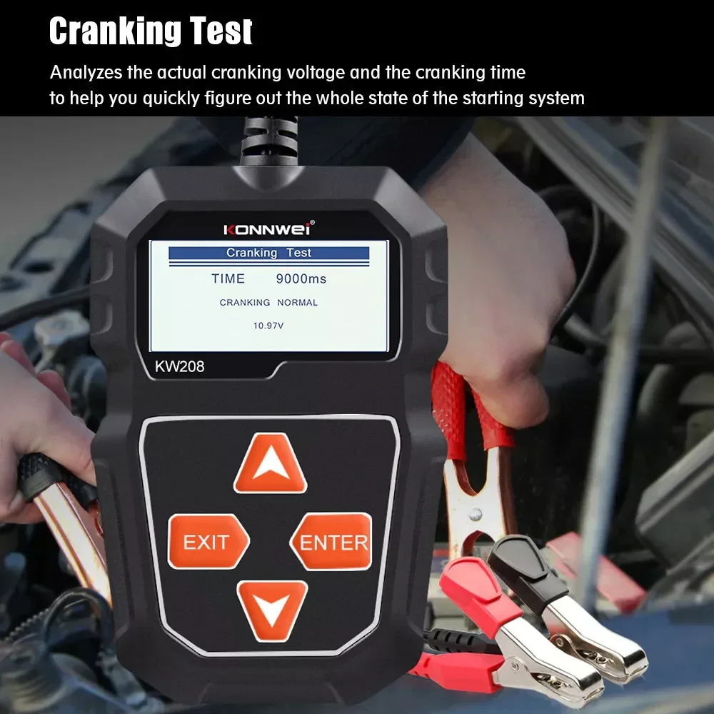 2026 New KONNWEI KW208 Car Battery Tester 12V 100 To 2000CCA Cranking Charging Circut Tester Battery Analyzer 12 Volts Battery T