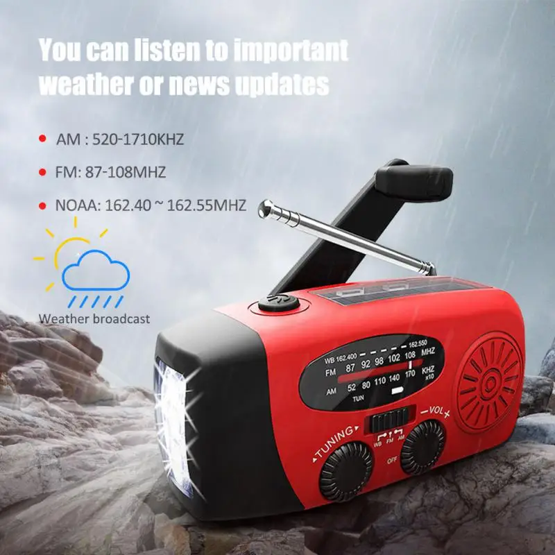 НОВЕЙШАЯ портативная экстренная ручная Динамо AM/FM/WB, телефонная магнитола, зарядное устройство для фонарика, водонепроницаемые внешние инструменты для выживания, Лидер продаж