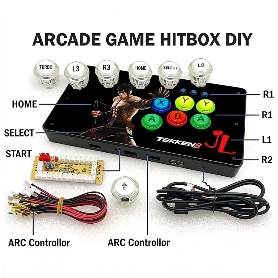 USB Arcade Game Controller DIY Kit, Gamepad Copy, SANWA Joystick Button, USB Encoder, PS Stick, for PS3, Android, Raspberry
