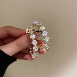 2022 Luxury High Quality Inlay CZ Hoop Earrings Round Green Zircon Crystal Earring for Women Engagement Party Statement Jewelry