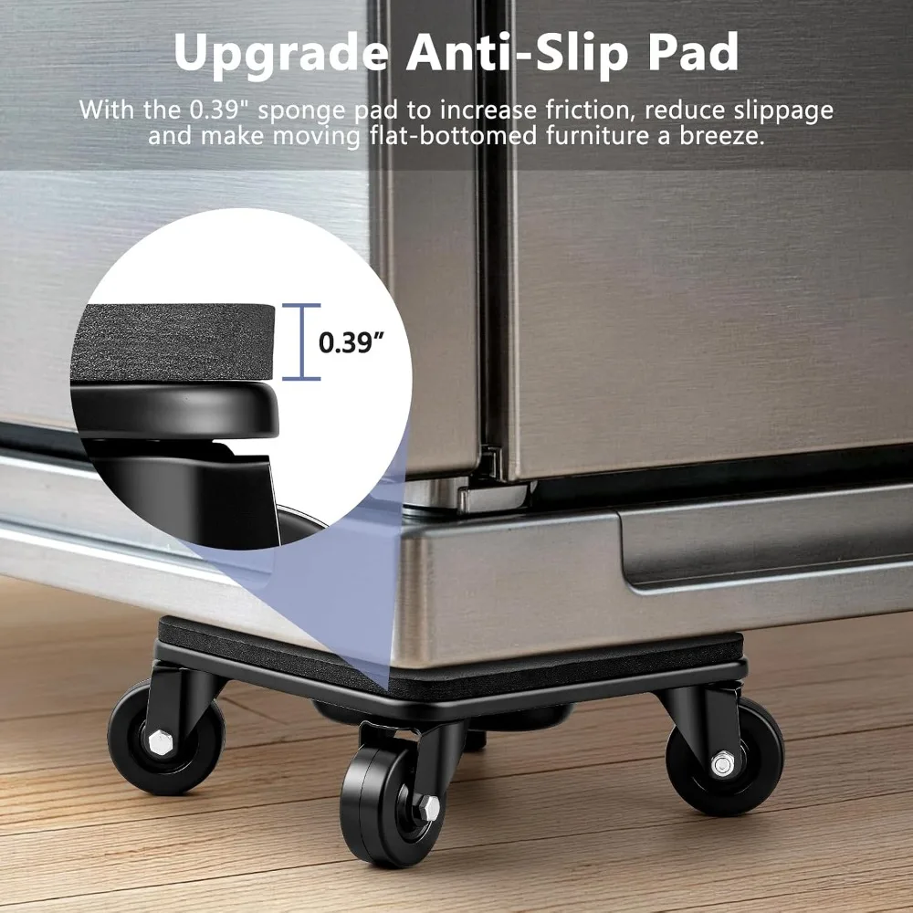 Heavy Duty Furniture Dolly with Anti-Slip Groove Design & Pad for Legged & Flat-Bottom Furniture, 2" Wheels, Supports 1500LBS, Easily Move Piano, Sofa, Table, Cabinet view 4