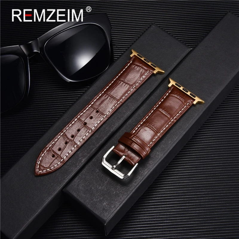 Crocodile Pattern Genuine Leather Strap for Apple Watch Ultra 8 7 S 6 5 4 3 2 1 Watchband 38/40/41mm 42/44/45/49mm for iwatch