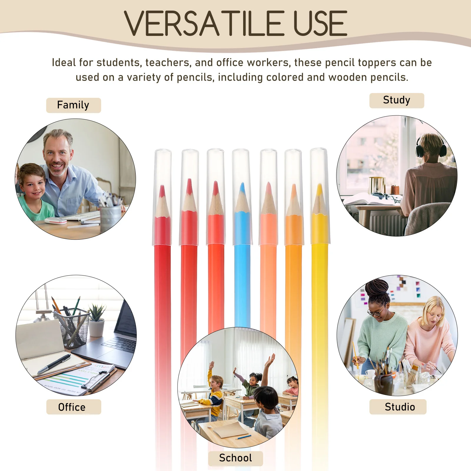 10 قطعة غطاء قلم رصاص موسع البلاستيك الشفاف قلم رصاص تلميح حامي لأقلام الرصاص الخشبية الملونة مدرسة مكتب لوازم مكتبية