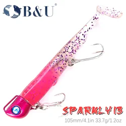 B&U SAND EEL 33G Saltwater Soft Fishing Lure Tail Jig Head Hook Minnow Artificial Bait Sea Bass Swimbait Tackle Gear