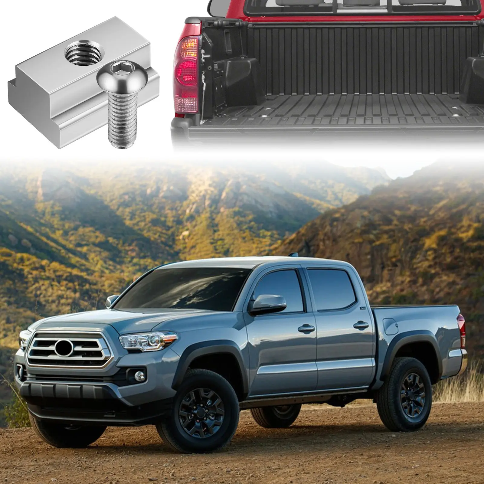 4Pcs Stainless Steel T Slot Nuts for Truck Bed Rails Heavy Duty Threaded T Nuts Slide Lock Fastener for Tie Downs Racks