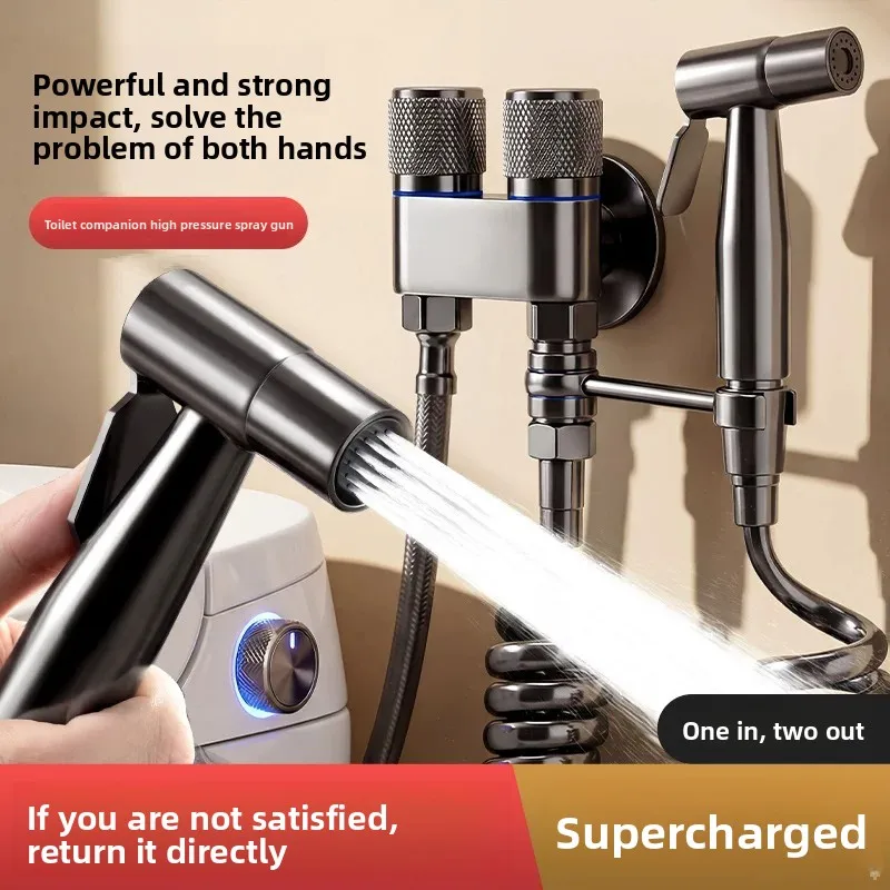 Toilet Cleaning Spray Gun,Gun-gray Modern Minimalist Multi-function Toilet Spray Gun Stainless Steel Faucet Plastic Bathroom/Toi