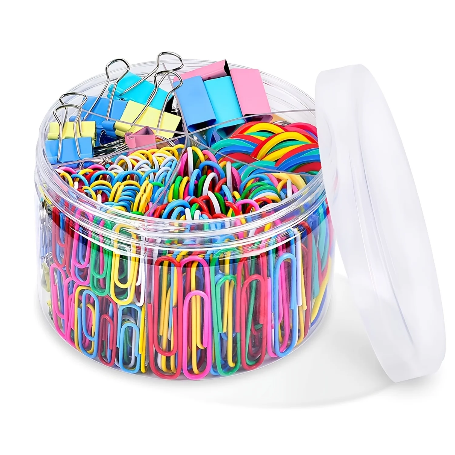 240PCS Paper Clips Binder Clips, Colored Office Clips Set - Assorted Sizes Paperclips Paper Clamps Rubber Bands For Office And S