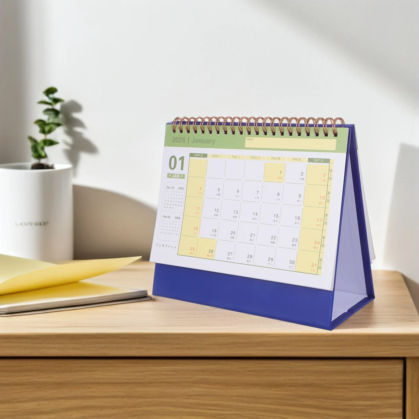 2026 Desktop Flip Calendar with Coil Binding Daily Planner for Office Home Use Minimalist Time Management Tool