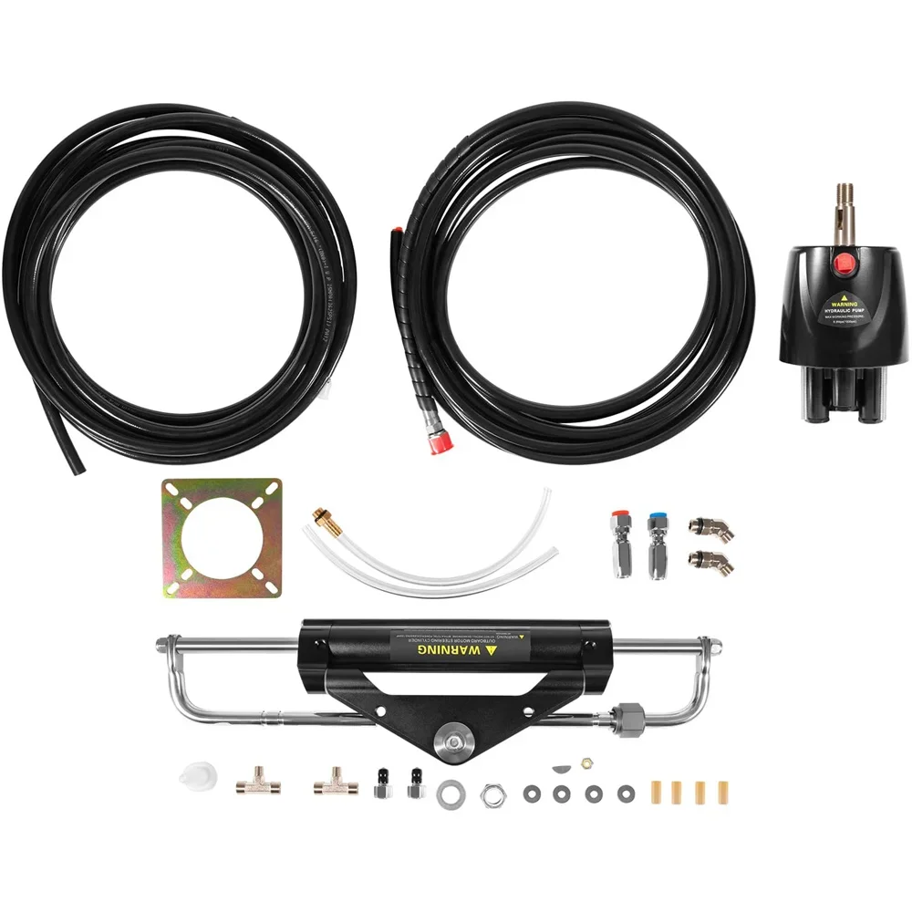 Hydraulic Outboard Steering Kit 150HP Boat Marine System,Built-in Two-Way Lock Cylinder for Single-Engine Use Only Exterior Part