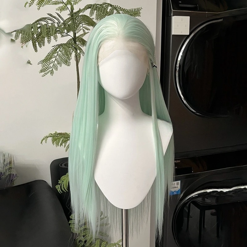 Light Mint Green 13x4 Lace Front Wig 30/40Inch Heat Resistant Synthetic Cos Wig