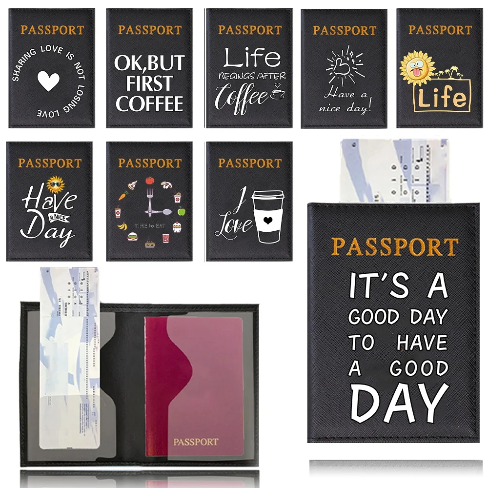 Nwe Passport Cover Airplane Ticket Protection Cover Portable Business Travel Essentials Card Wallet Food Pattern Passport Cover