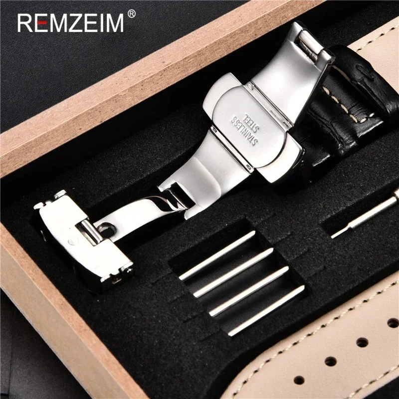 Leder-Uhrenarmband, 18 mm, 19 mm, 20 mm, 21 mm, 22 mm, 24 mm, Lederarmband, Edelstahl-Schmetterlingsverschluss, Bänder mit Box – Detail 12
