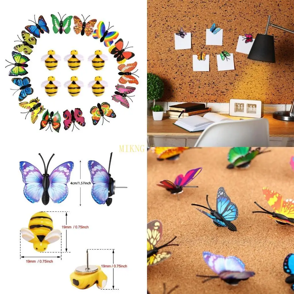 

40pcs/Pack Decorative Steel Pushpin Set for Creative for Butterfly Theme Design for Displaying File Photo Postcar best sale