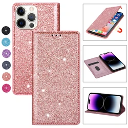 Wallet Bling Glitter Case Leather Flip Stand Case For iPhone 14 Pro Max 13 12 11 SE 2022 X XR XS Max 8 7 6S 6 Plus 5 5S Cover