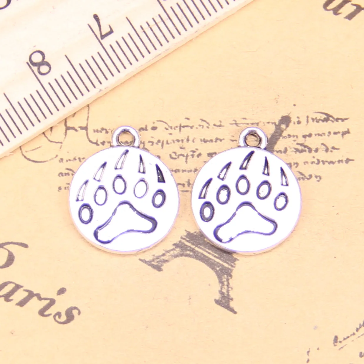 68pcs Jewelry Charms bear paw 15mm Antique Silver Plated Pendants Making DIY Handmade Tibetan Silver Jewelry