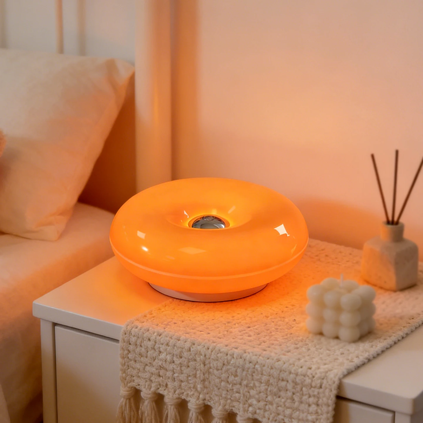 Donut Shape LED Table Lamp, Dimmable Warm Ambient Night Light for Bedroom, Living Room, Home Decor, Creative Gift image 4