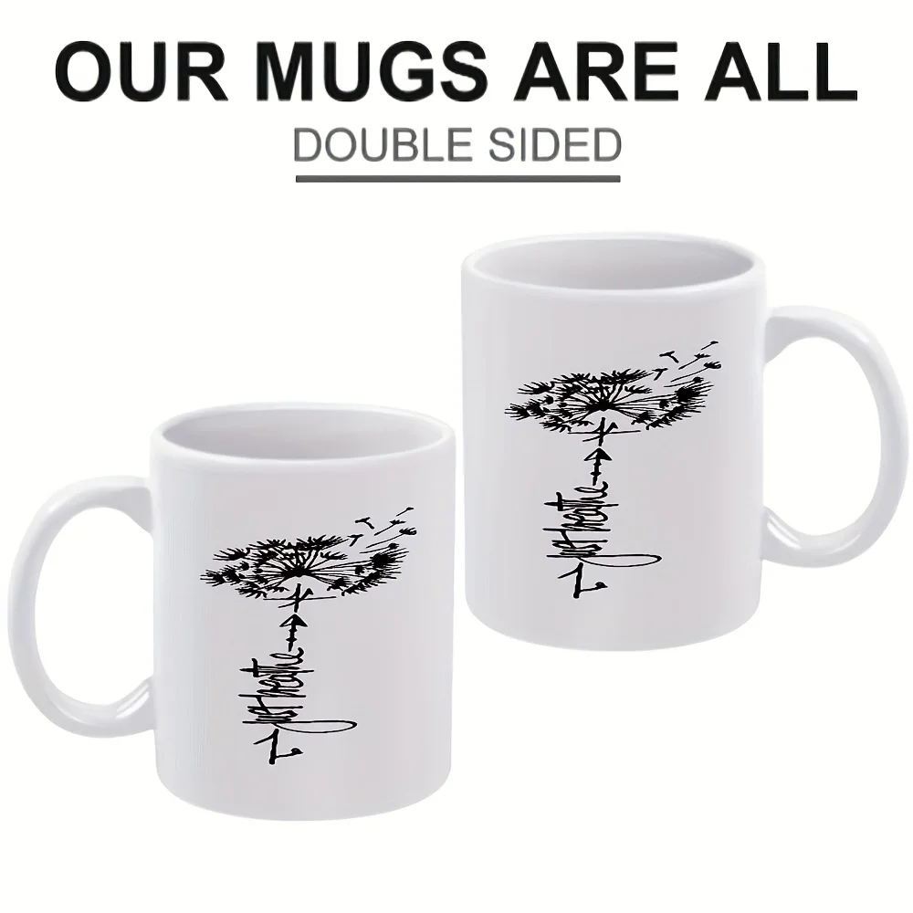 1pc,Dandelion, Arrows Coffee Mug, 11oz Ceramic Coffee Cups, Water Cups, Summer Winter Drinkware, Birthday Gi