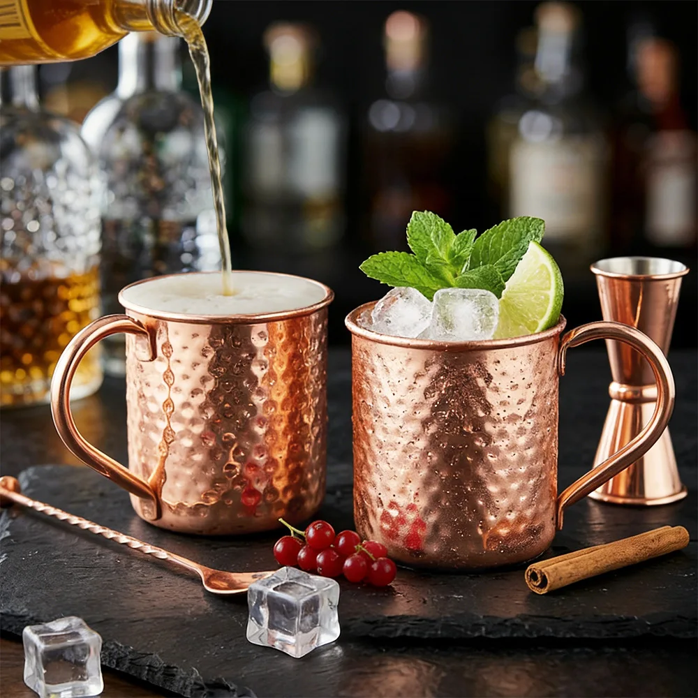 400ml 16,0oz Reiner Kupfer-Moscow-Mule-Becher Langlebige Bierkrüge Kaffeetasse Milchbecher Kupferbeschichteter Barbecher Küchenzubehör