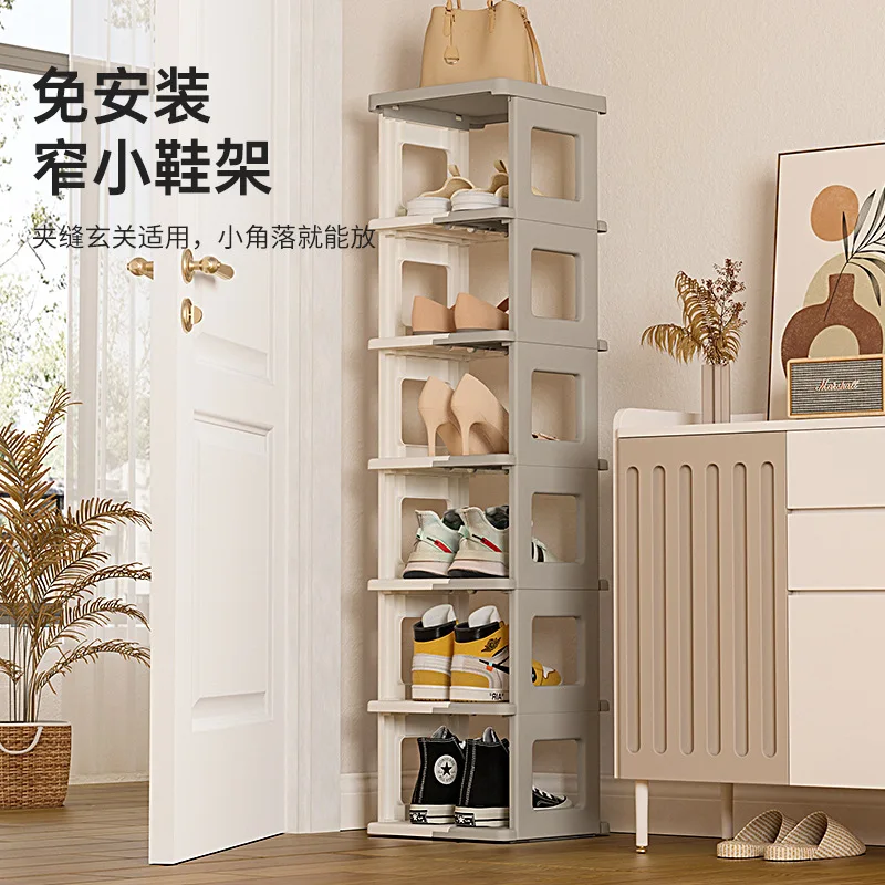 Plastic Foldable Shoe Rack 5Layer Stackable Shoe Organizer Diy Thickened Space Saving Shoe Shelf Home Storage Shoe Cabinet