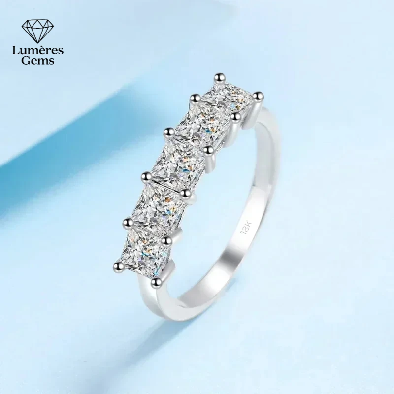 

VVS1 Sparkling 5Pcs Moissanite Diamond In All 2 Carat Wedding Rings For Princess, Designer Jewelry Women 18K White Gold Ring